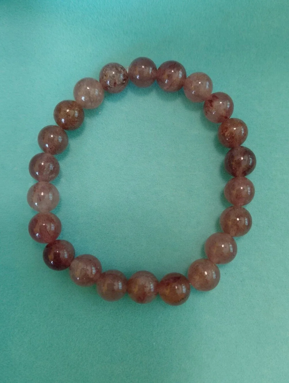 Strawberry Quartz Beaded Stretch Bracelet Natural Stone